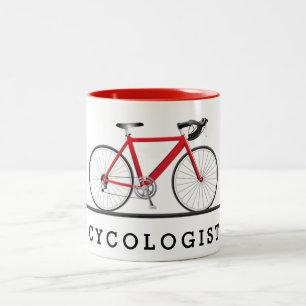 Cycologist red bicycle Two-Tone coffee mug