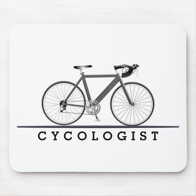 Cycologist Text with Grey Bicycle Mouse Pad (Front)