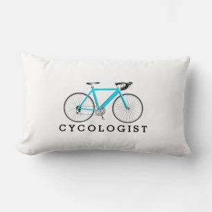 Cycologist Turquoise Bicycle On White Lumbar Pillow