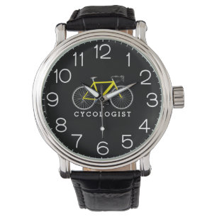 Cycologist Yellow Bicycle On Black  Watch