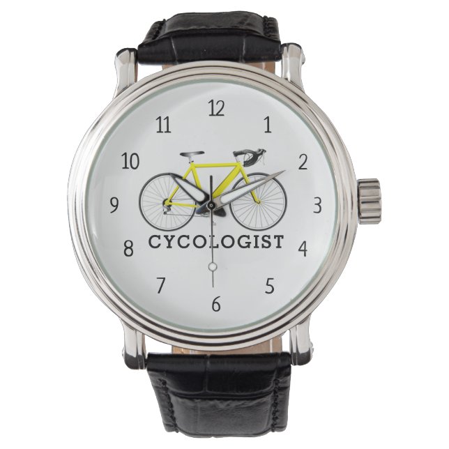 Cycologist Yellow Bicycle  Watch (Front)