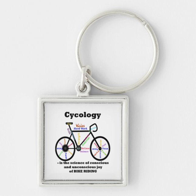 Cycology the Science of the Joy of Bike Riding Fun Keychain (Front)