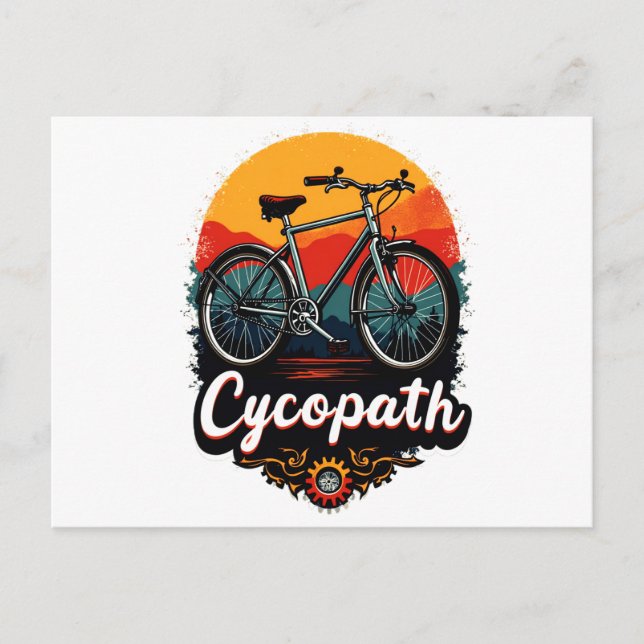 Cycopath: Energetic Bike and sunset Graphic Holiday Postcard