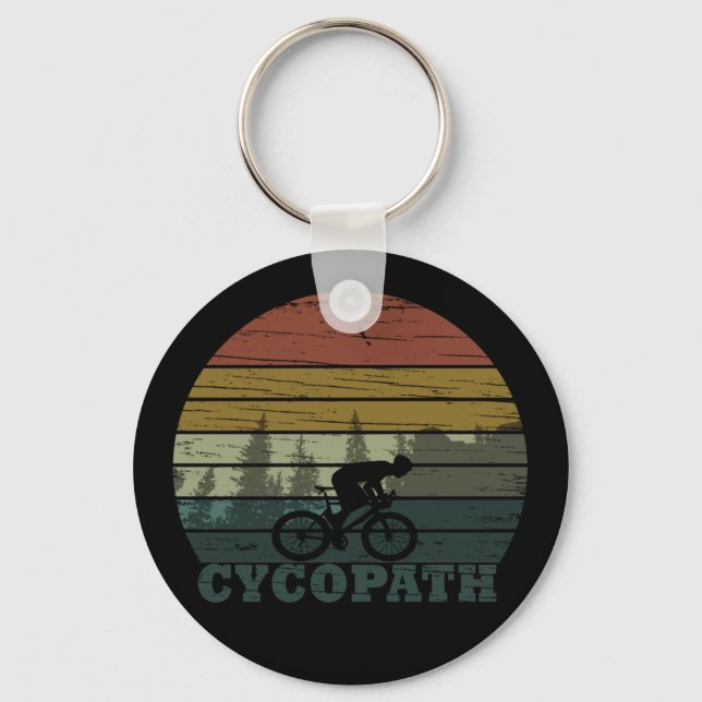 Cycopath funny biking saying keychain (Front)