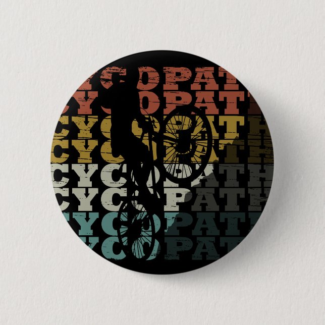 cycopath funny cycling biking bikers illustrations 2 inch round button (Front)