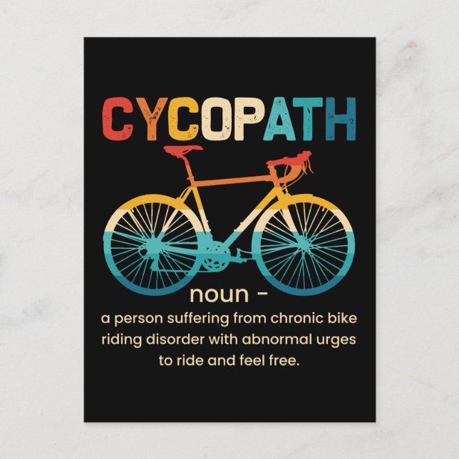 Cycopath Funny Cycling for Cyclists and Bikers Holiday Postcard (Front)