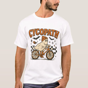 Cycopath Funny Ghost Riding Bicycle Halloween Art T-Shirt