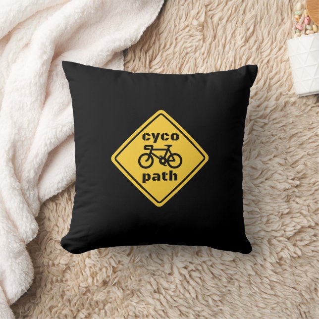 Cycopath Funny Road Sign for Cycle Lover Throw Pillow (Blanket)