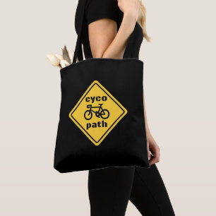 Cycopath Funny Road Sign for Cycle Lover Tote Bag