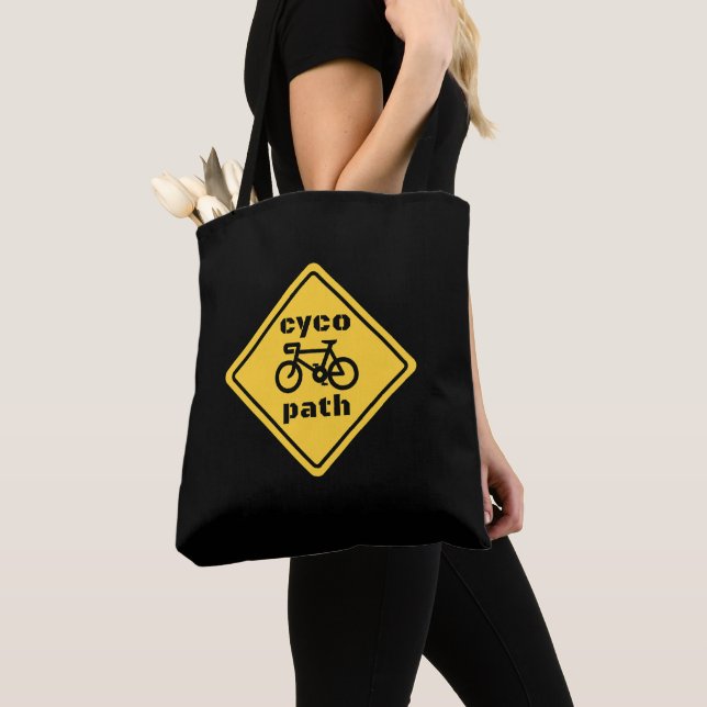 Cycopath Funny Road Sign for Cycle Lover Tote Bag (Close Up)