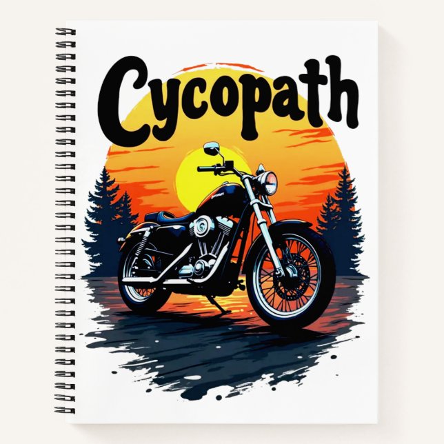 Cycopath Greatest Biker Tee with sunset graphic  Notebook (Front)