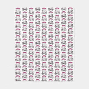 Cycopath Halloween Ghost on Pink Bicycle Fleece Blanket