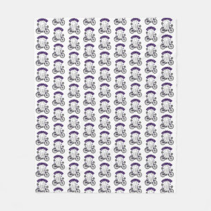 Cycopath Halloween Ghost on Purple Bicycle Fleece Blanket