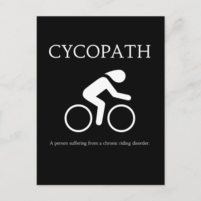 Cycopath, I Love Bikes Funny Novelty Postcard (Front)