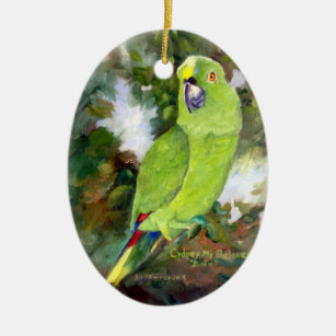 Cydney Yellow Naped Parrot Ceramic Ornament