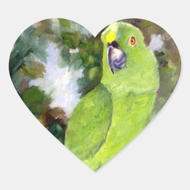 Cydney Yellow Naped Parrot Heart Sticker (Front)