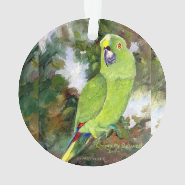 Cydney Yellow Naped Parrot Ornament (Back)