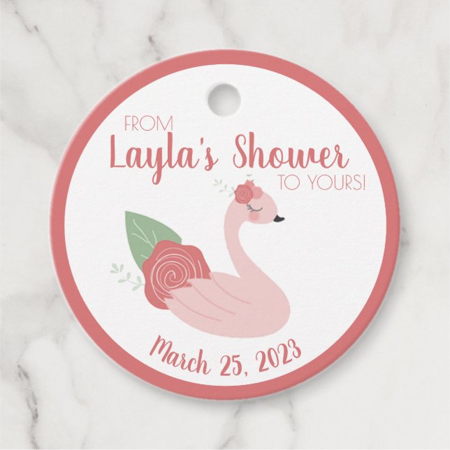 Cygne Rose De Ma Douche à la Vôtre Étiquette Cadea (Devant)