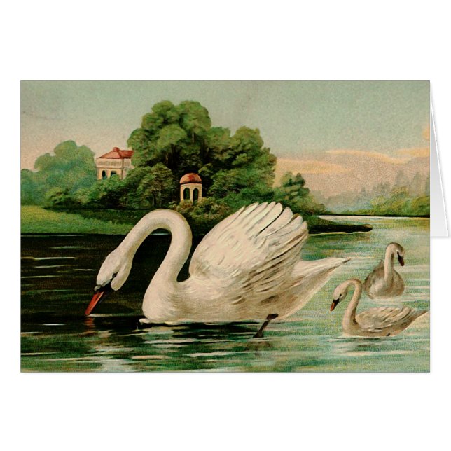 Cygne vintage dans le lac (Devant horizontal)