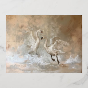 Cygnes - Cartes postales en feuille d'aluminium