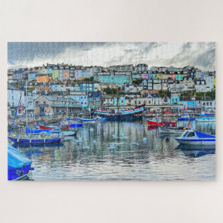 Cygnes du port de Brixham : côte du Devon Puzzle 1