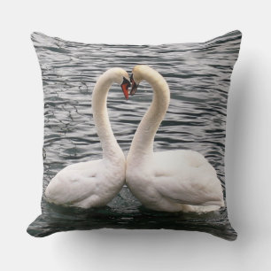 Cygnes Joyeuse Saint-Valentin Coussin jeté