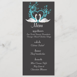 Cygnes romantiques épousant le menu