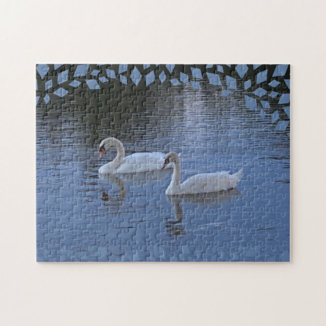 Cygnes sur Blue Lake Puzzle (Horizontal)