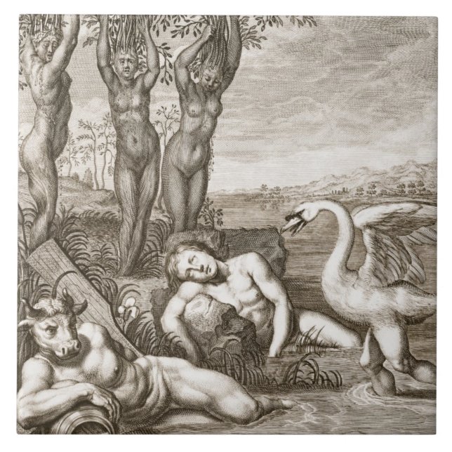 Cygnus Transformed into a Swan and Phaeton's Siste Tile (Front)