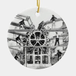 Cylinder printing press invented by Richard March Ceramic Ornament