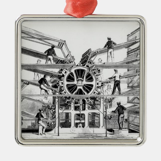 Cylinder printing press invented by Richard March Metal Ornament (Front)