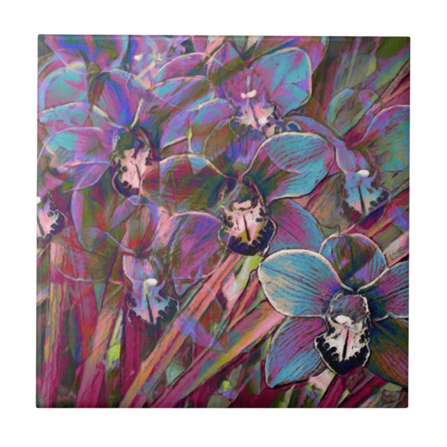 Cymbidium Orchid Carnival Tile (Front)