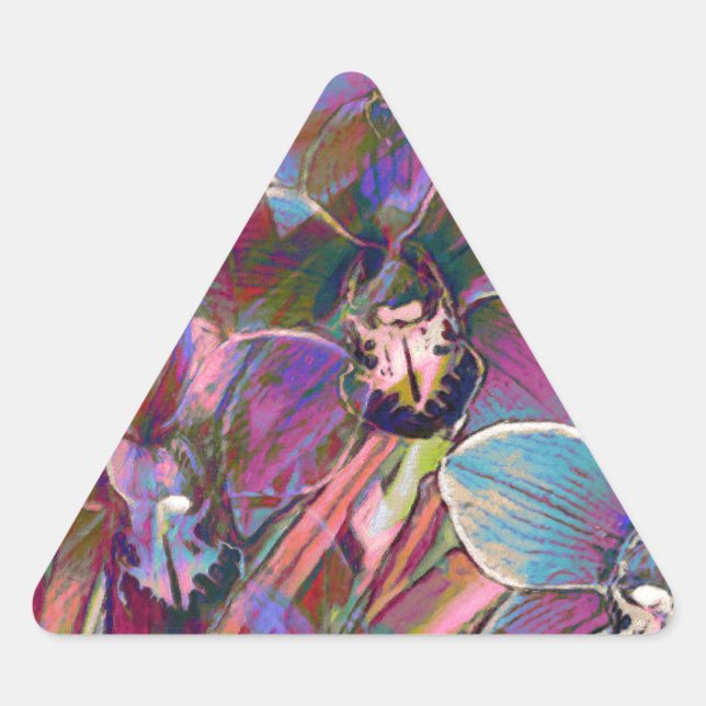 Cymbidium Orchid Carnival Triangle Sticker (Front)
