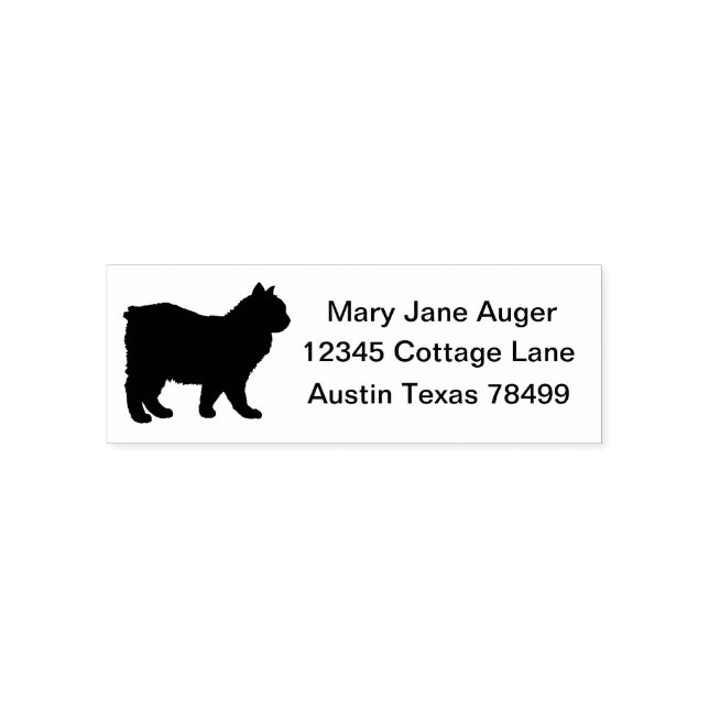 Cymric Cat Personalized Self Address Self-inking Stamp (Design)