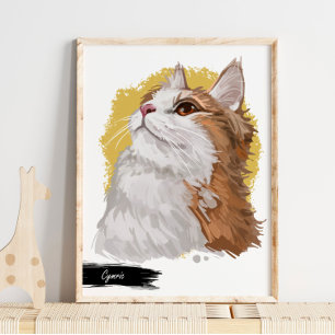 Cymric Cat Print Cat Wall Print