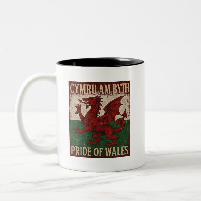 Cymru Am Byth Pride of Wales Two-Tone Coffee Mug (Left)
