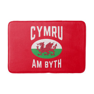 Cymru Am Byth Wales Flag Proud Welsh Vintage Rugby Bath Mat
