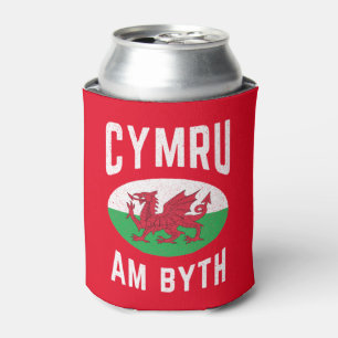 Cymru Am Byth Wales Flag Proud Welsh Vintage Rugby Can Cooler
