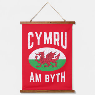 Cymru Am Byth Wales Flag Proud Welsh Vintage Rugby Hanging Tapestry