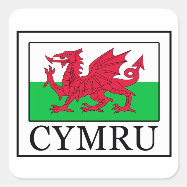Cymru hat square sticker (Front)