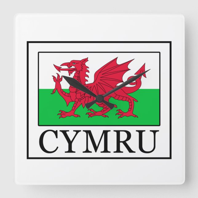 Cymru Square Wall Clock (Front)