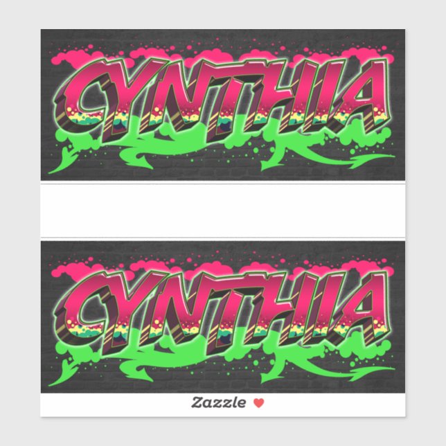 Cynthia First Name Graffiti Sticker (Sheet)