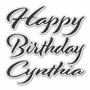 Cynthia name first name black Sticker birthday