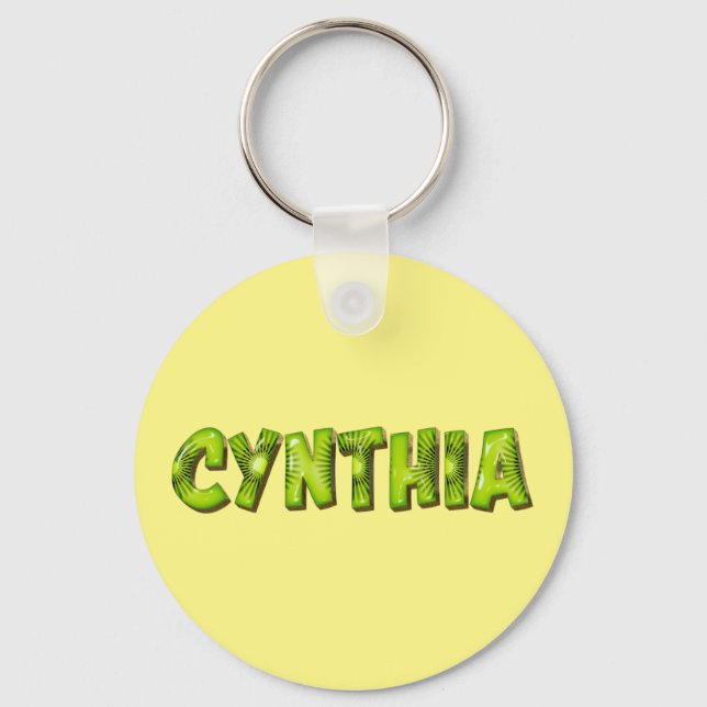 Cynthia Name Kiwi Design Keychain (Front)