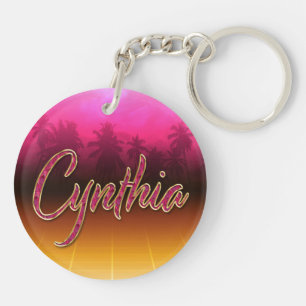 Cynthia Vorname Name golden pink Schlüsselanhänger Keychain