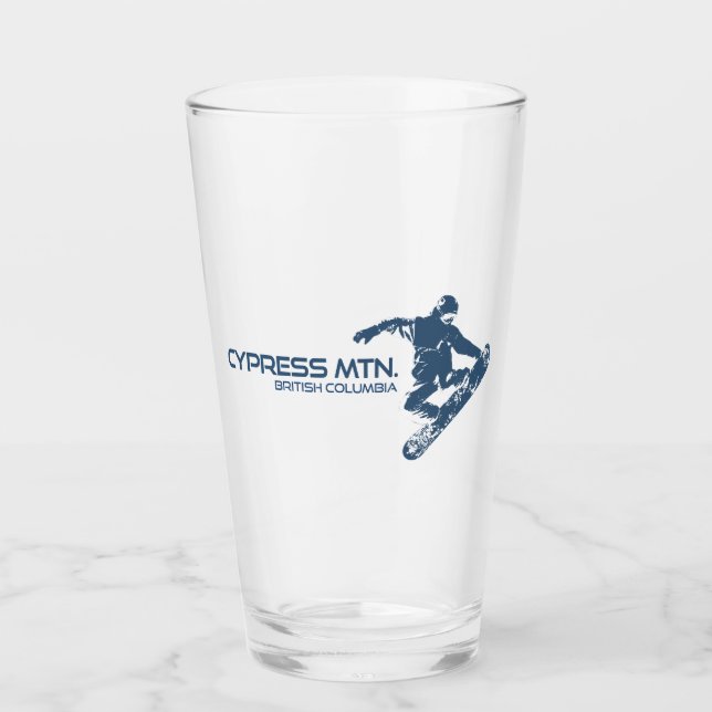 Cypress Mountain British Columbia Snowboarder Glass (Front)