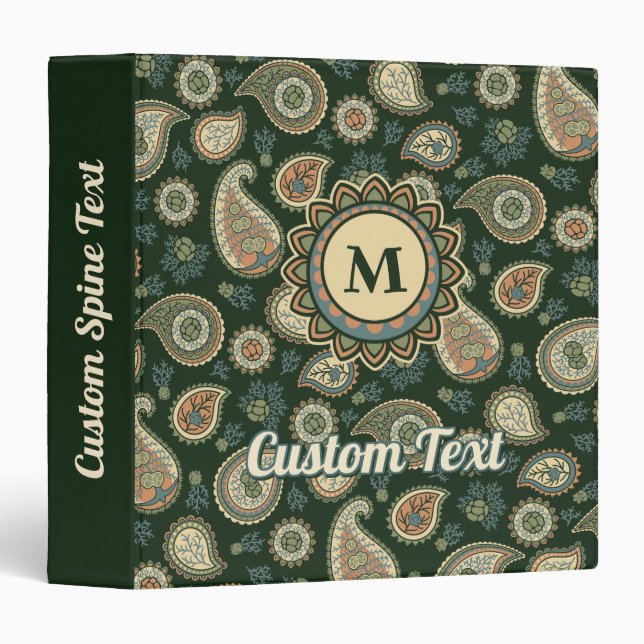 Cypress Paisley Pattern 3 Ring Binder (Front/Spine)