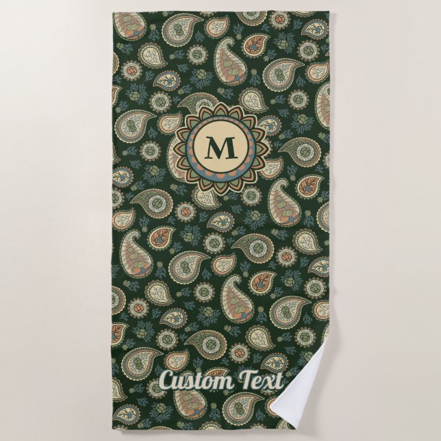 Cypress Paisley Pattern Beach Towel (Front)