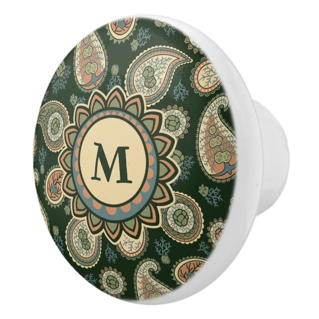 Cypress Paisley Pattern Ceramic Knob (Right)