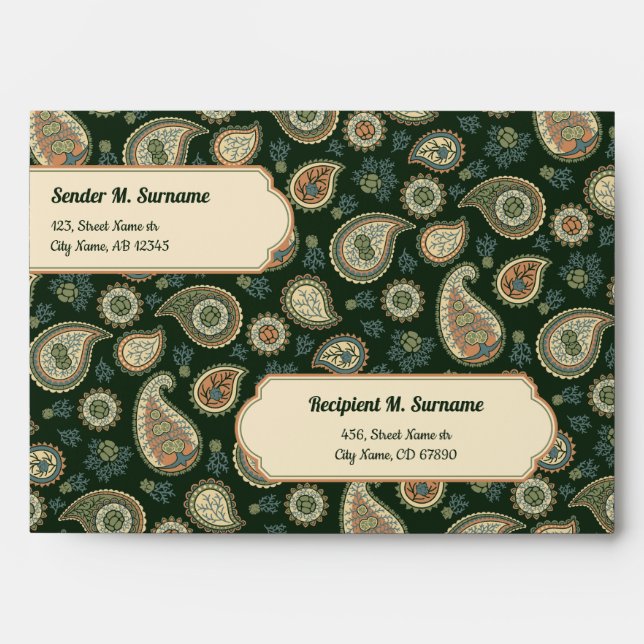 Cypress Paisley Pattern Envelope (Front)